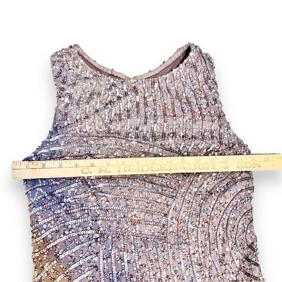 AIDAN MATTOX Formal Dark Grey, Open Back Sequin Beaded Sparkly Mini Dress SIZE 8 - Picture 13 of 15